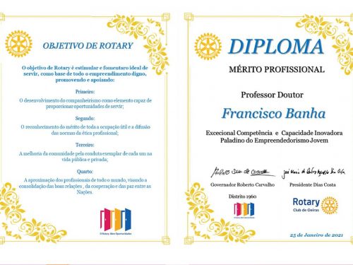 Diploma Mérito Profissional Rotary Club Oeiras