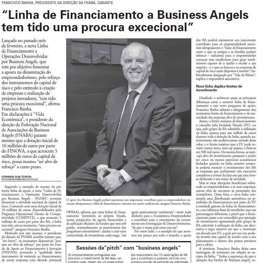 Linha de Financiamento a Business Angels tem tido uma procura excecional